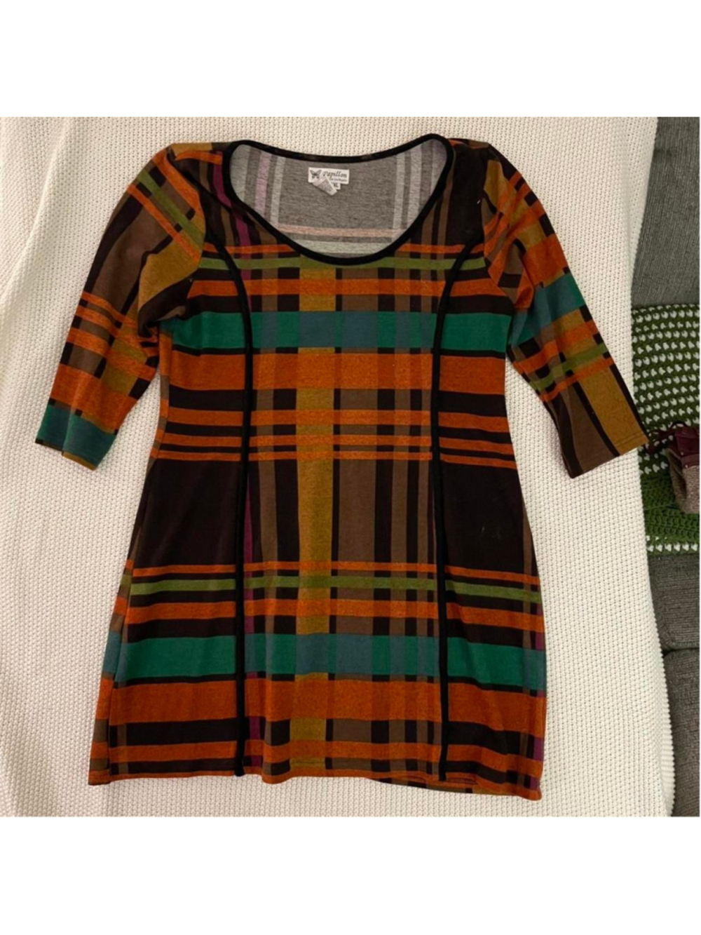 Papillon Blanc Multicolor Plaid Tunic Dress
